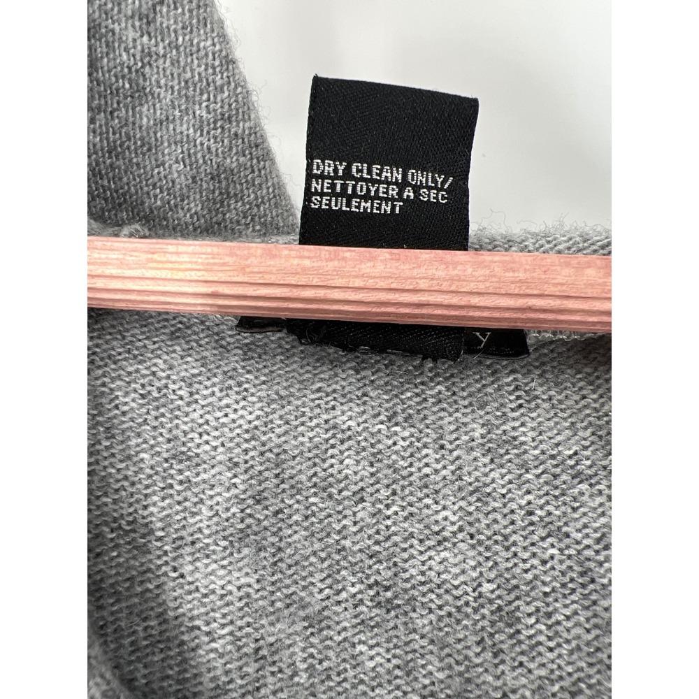 Theory Gray L Wool Cashmere Blend Tie Front Hoodie V-Neck Sweater Quiet Luxury - Picture 5 of 8